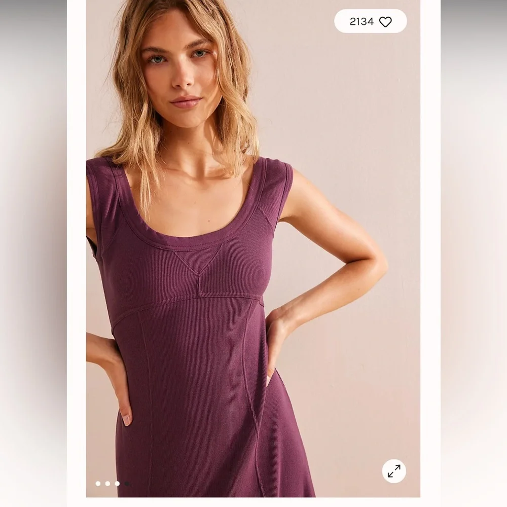 Free People Beach Ash Midi Dress Cotton Mauve Wine M Empire Waist Vacation NWT
